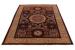 5x7 Burgundy and Ivory Turkish Tribal Rug