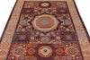 5x7 Burgundy and Ivory Turkish Tribal Rug
