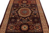5x7 Burgundy and Ivory Turkish Tribal Rug