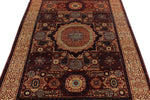 5x7 Burgundy and Ivory Turkish Tribal Rug