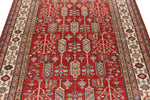 5x7 Red and Ivory Kazak Tribal Rug