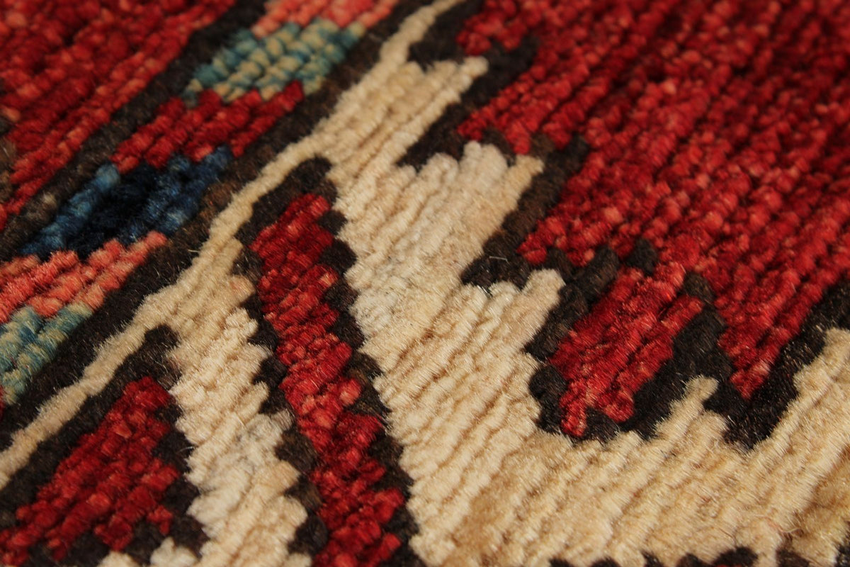 5x7 Burgundy and Multicolor Turkish Tribal Rug
