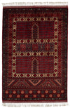 5x7 Ivory and Burgundy Turkish Tribal Rug