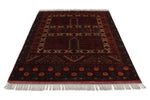 5x7 Ivory and Burgundy Turkish Tribal Rug
