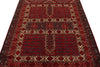 5x7 Ivory and Burgundy Turkish Tribal Rug