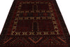 5x7 Ivory and Burgundy Turkish Tribal Rug