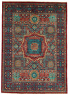 5x7 Burgundy and Multicolor Turkish Tribal Rug