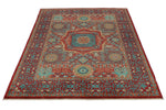 5x7 Burgundy and Multicolor Turkish Tribal Rug