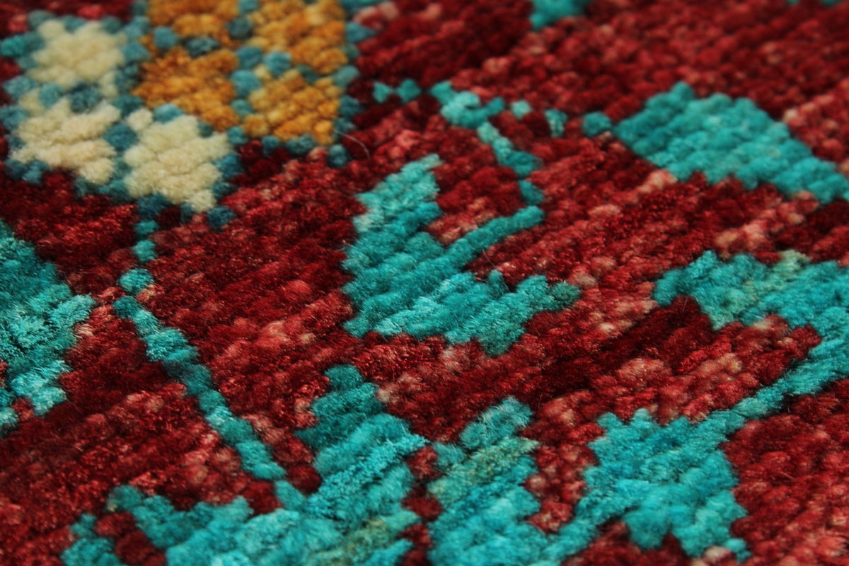 5x7 Burgundy and Multicolor Turkish Tribal Rug