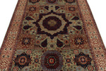 5x7 Green and Beige Turkish Traditional Rug