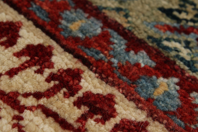 5x7 Green and Beige Turkish Traditional Rug