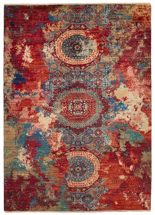5x7 Multicolor and Multicolor Turkish Tribal Rug