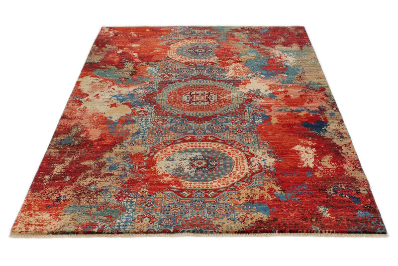 5x7 Multicolor and Multicolor Turkish Tribal Rug