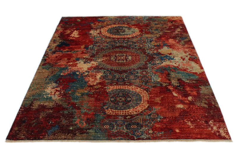 5x7 Multicolor and Multicolor Turkish Tribal Rug