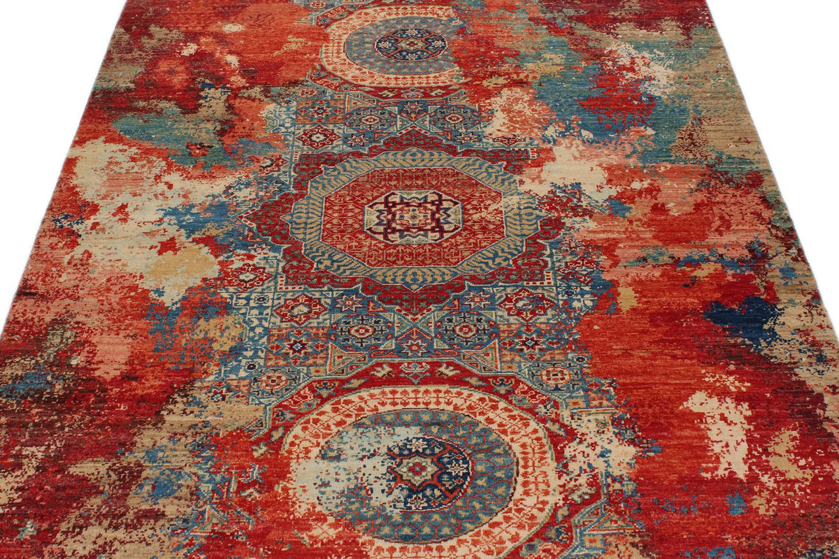 5x7 Multicolor and Multicolor Turkish Tribal Rug