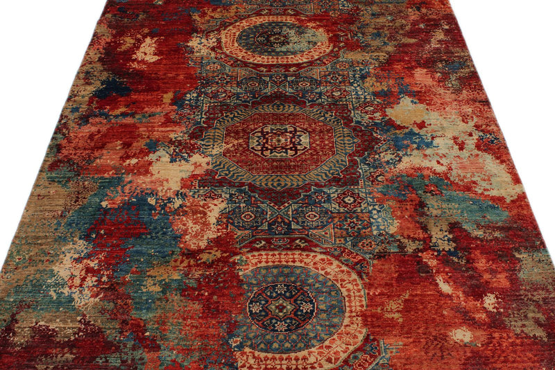 5x7 Multicolor and Multicolor Turkish Tribal Rug