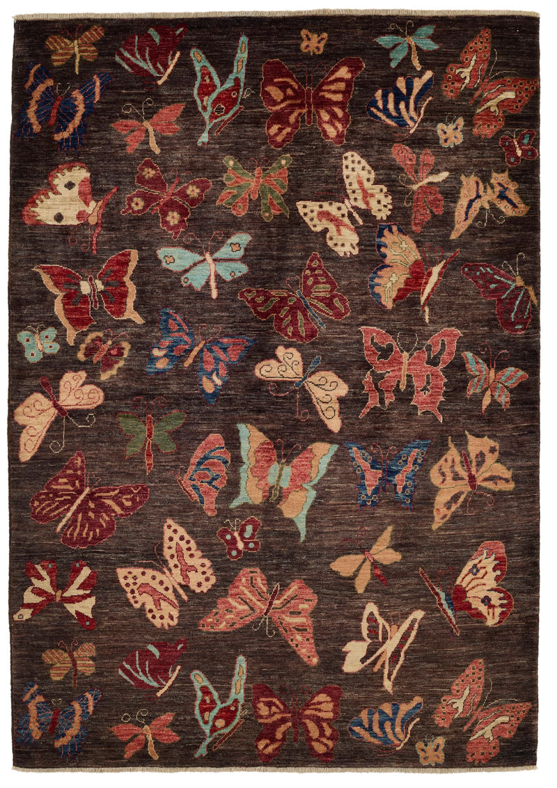 5x7 Brown and Multicolor Modern Contemporary Rug