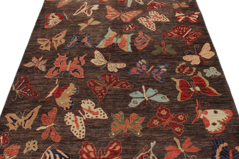 5x7 Brown and Multicolor Modern Contemporary Rug