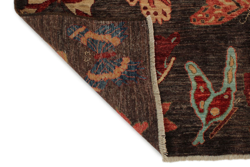 5x7 Brown and Multicolor Modern Contemporary Rug