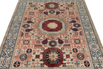 5x7 Beige and Ivory Turkish Tribal Rug