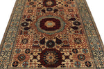 5x7 Beige and Ivory Turkish Tribal Rug