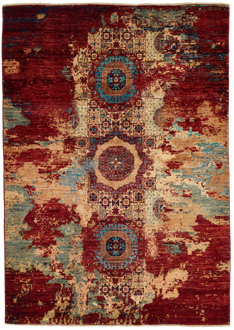 5x7 Multicolor and Multicolor Turkish Tribal Rug