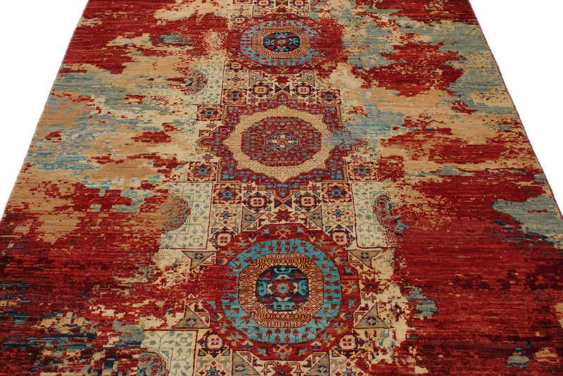 5x7 Multicolor and Multicolor Turkish Tribal Rug