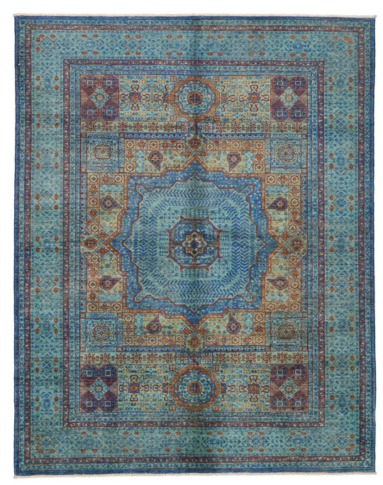 6x8 Multicolor and Light Blue Turkish Tribal Rug