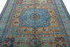 6x8 Multicolor and Light Blue Turkish Tribal Rug