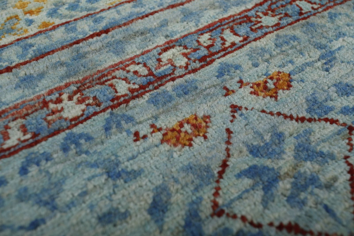 6x8 Multicolor and Light Blue Turkish Tribal Rug
