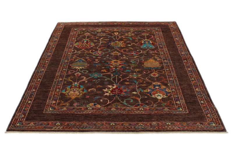 5x7 Brown and Multicolor Turkish Tribal Rug