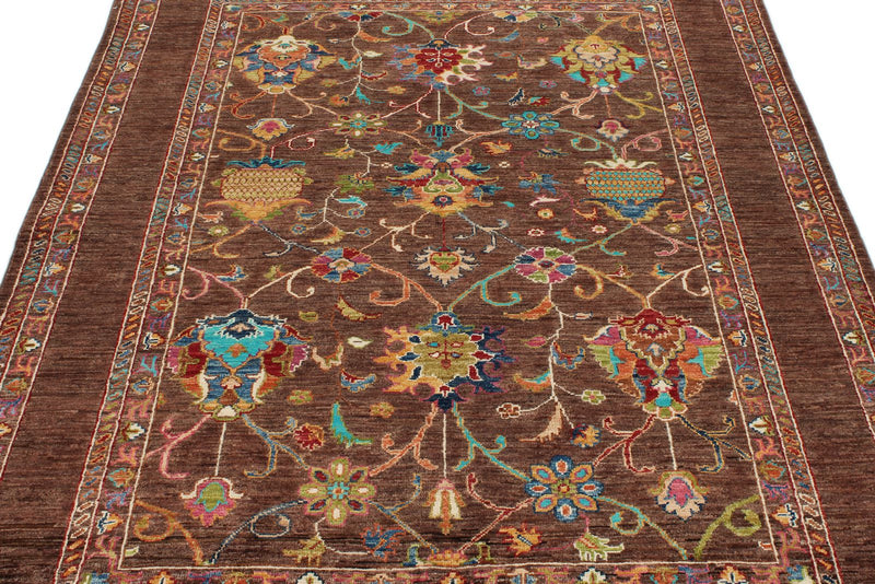 5x7 Brown and Multicolor Turkish Tribal Rug