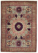 5x7 Green and Multicolor Turkish Tribal Rug