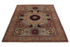 5x7 Green and Multicolor Turkish Tribal Rug