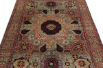 5x7 Green and Multicolor Turkish Tribal Rug