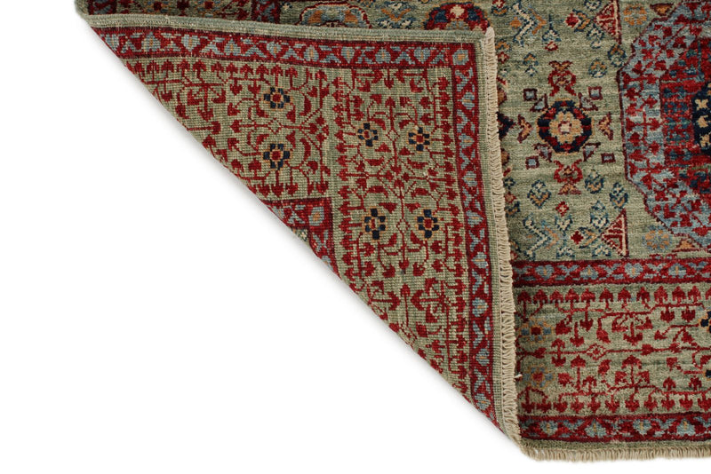 5x7 Green and Multicolor Turkish Tribal Rug