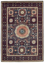 5x7 Navy and Red Turkish Tribal Rug