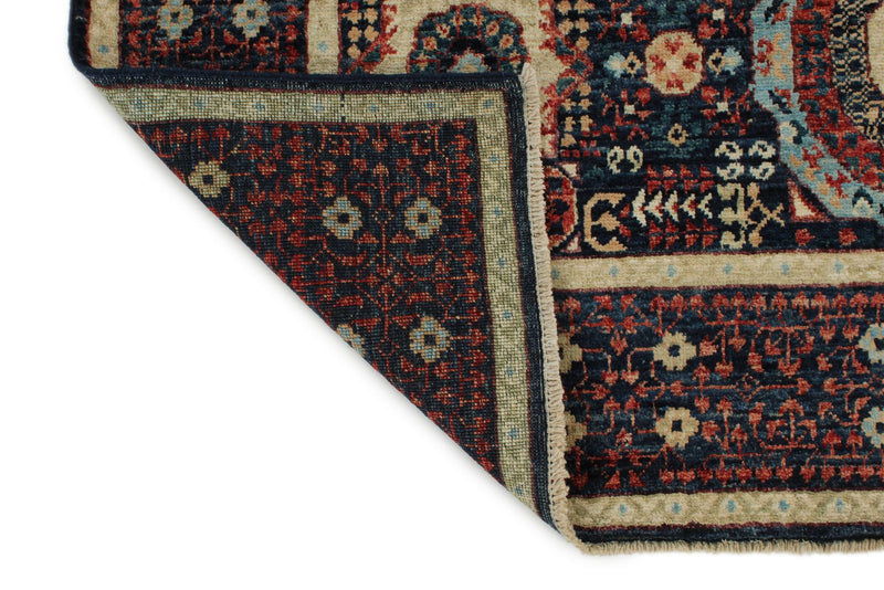 5x7 Navy and Red Turkish Tribal Rug
