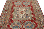5x7 Burgundy and Multicolor Kazak Tribal Rug