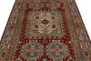 5x7 Burgundy and Multicolor Kazak Tribal Rug