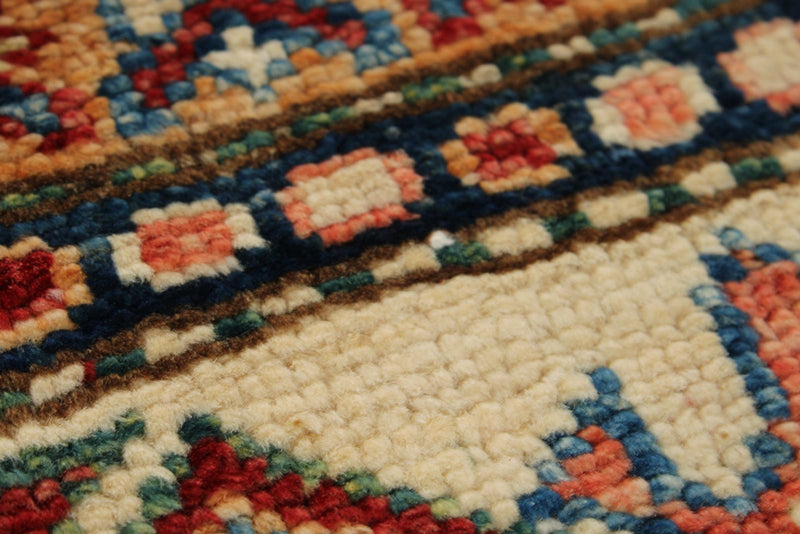 5x7 Burgundy and Multicolor Kazak Tribal Rug