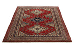 5x6 Burgundy and Multicolor Turkish Tribal Rug