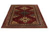 5x6 Burgundy and Multicolor Turkish Tribal Rug