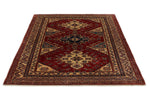 5x6 Burgundy and Multicolor Turkish Tribal Rug