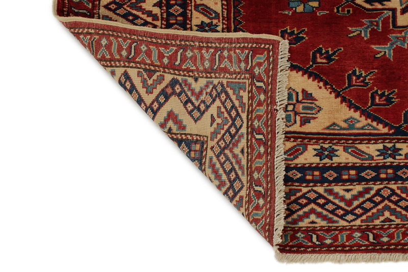 5x6 Burgundy and Multicolor Turkish Tribal Rug