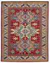 5x6 Red and Ivory Kazak Tribal Rug