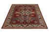 5x6 Red and Ivory Kazak Tribal Rug