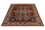 5x6 Red and Ivory Kazak Tribal Rug
