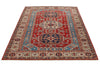 5x7 Red and Ivory Kazak Tribal Rug