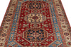 5x7 Red and Ivory Kazak Tribal Rug